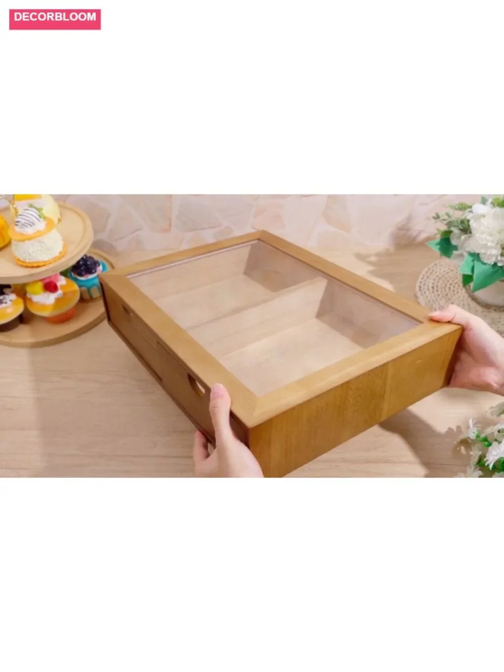 Wooden Coffee Pod Holder with Acrylic Lid, 2 Drawers, Large Capacity